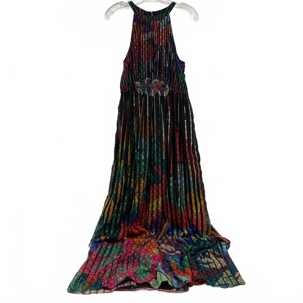 Geisha Designs Black and Multicolor Maxi Dress | Kalinka Stripe, Regular 4